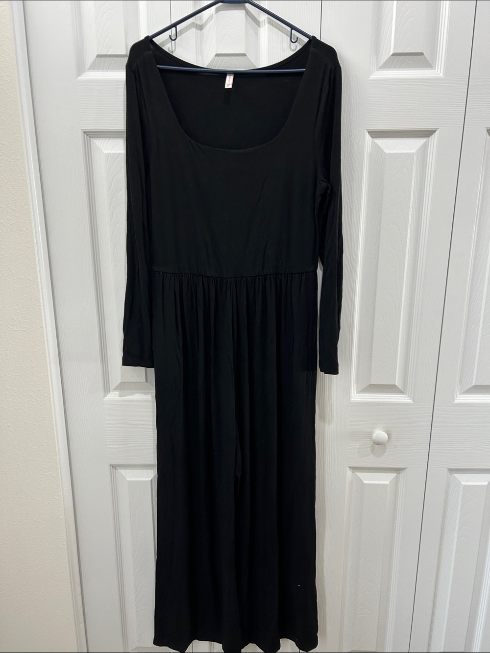 Long Sleeve Black Scoop-Neck Jumpsuit